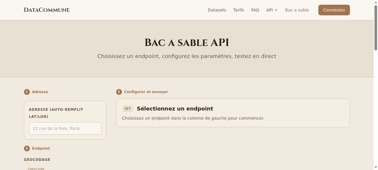 Documentation interactive de l’API DataCommune
