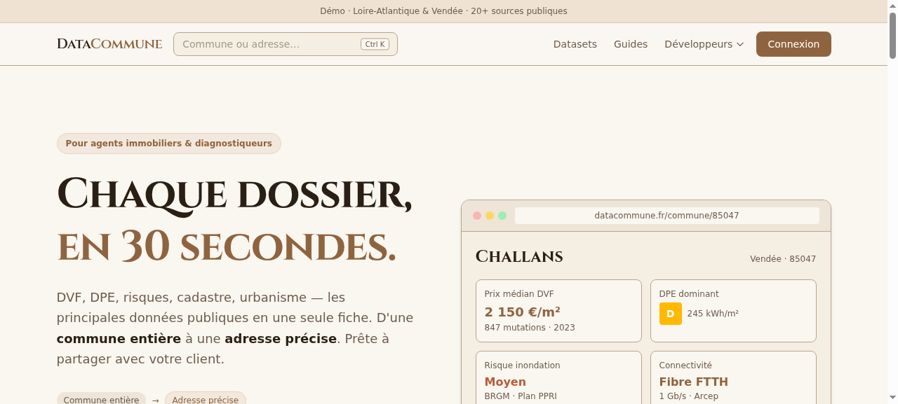 Page d’accueil de DataCommune
